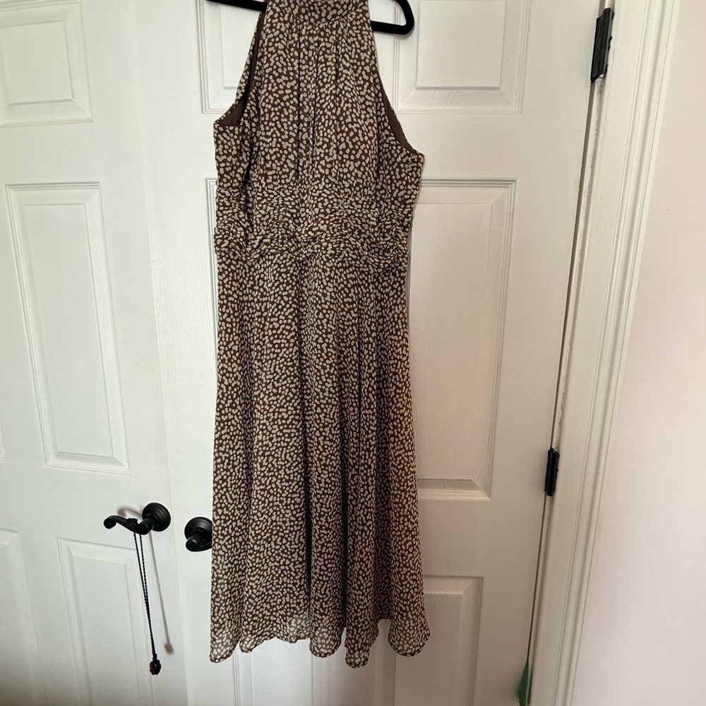 Connected Apparel Tan Patterned Backless Dress - image 1